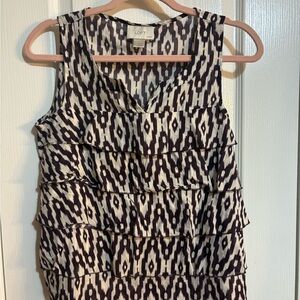 ❤️LOFT Deep Purple and Cream Sleeveless Ruffle Top ❤️ Final Markdown